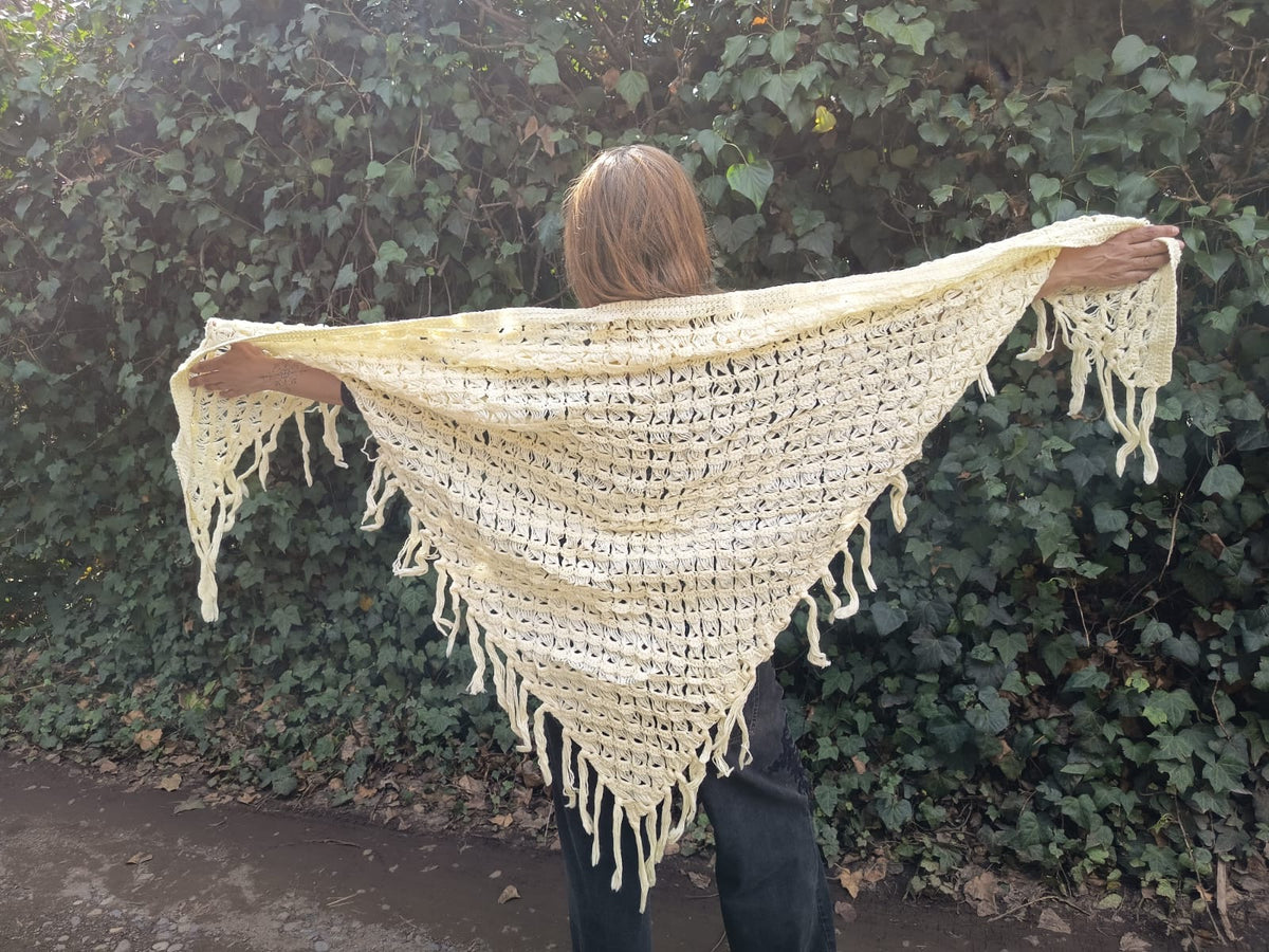 Chal a crochet fleco etéreo 100x200cm