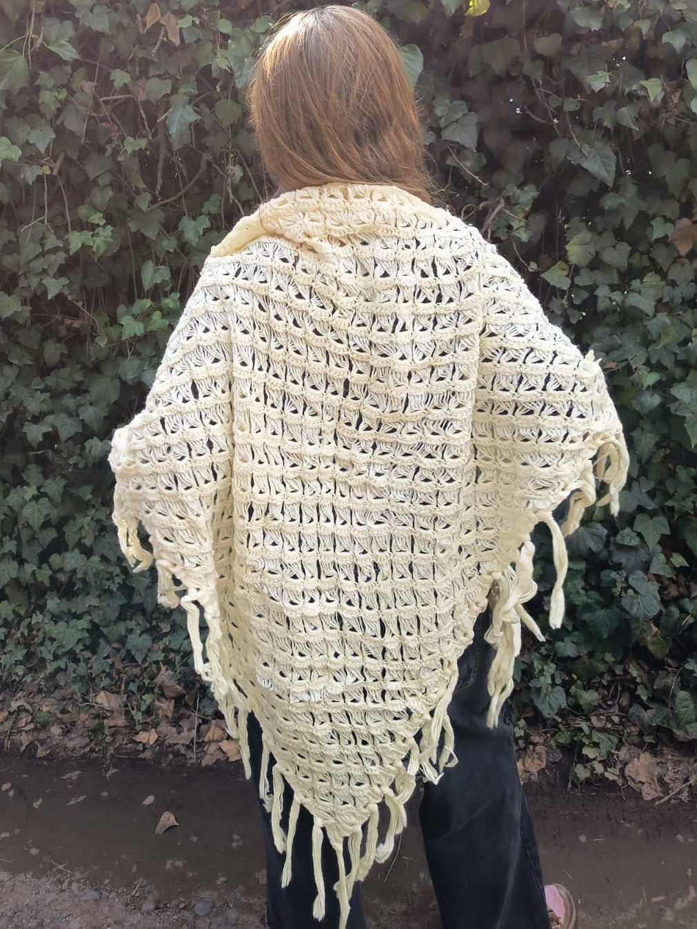 Chal a crochet fleco etéreo 100x200cm