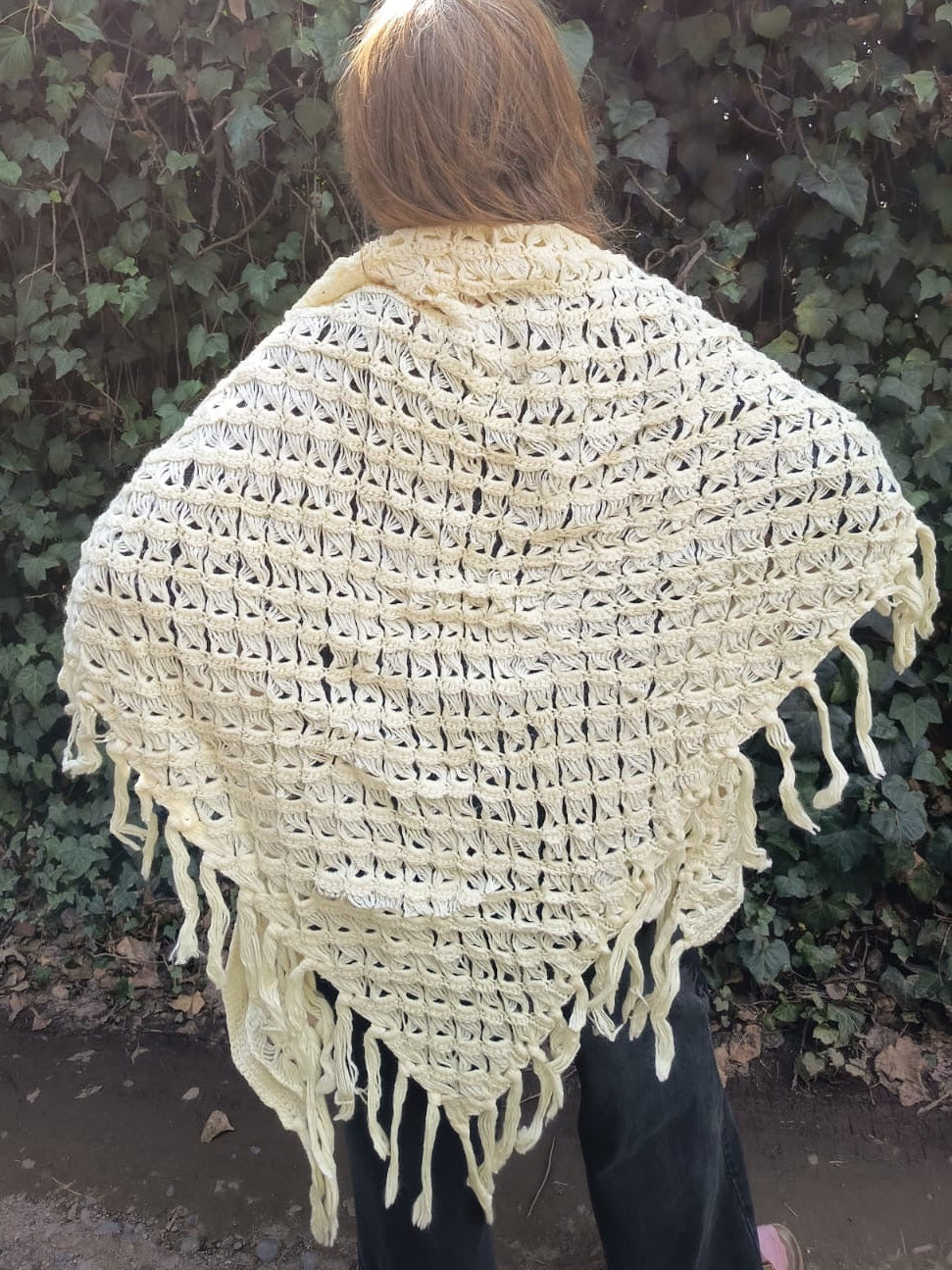 Chal a crochet fleco etéreo 100x200cm