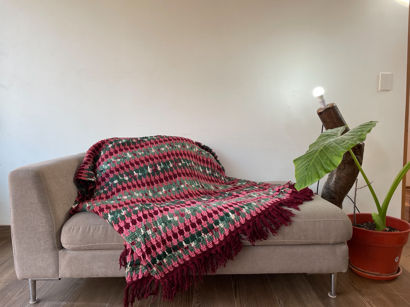manta de crochet Mosaico de Moras y Musgo 224x120cm